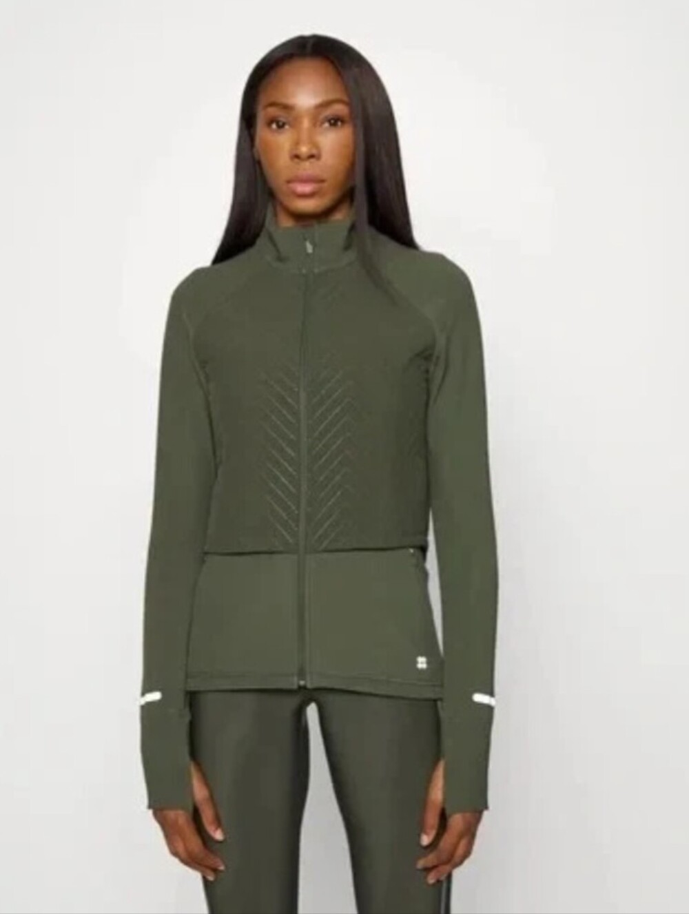 Sweaty Betty Fast Track Thermal Quilted Running Jacket in Forest Green - Size S